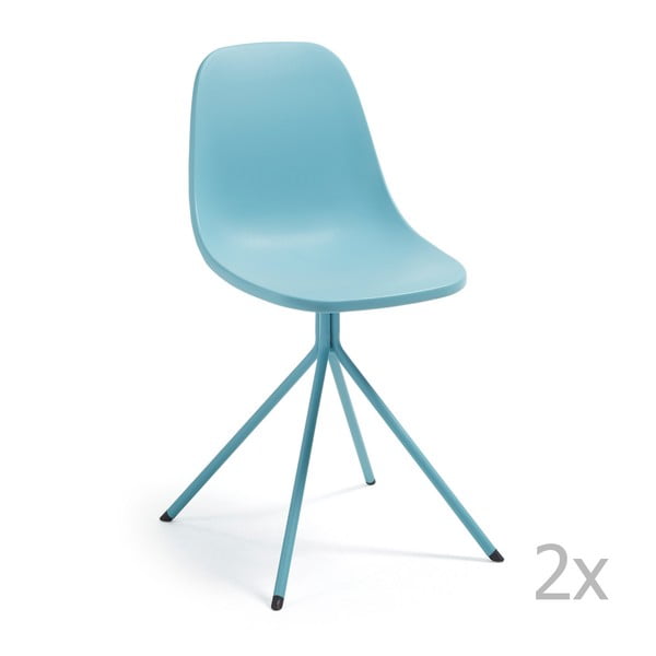Sada 2 modrých jídelních židlí La Forma Mint