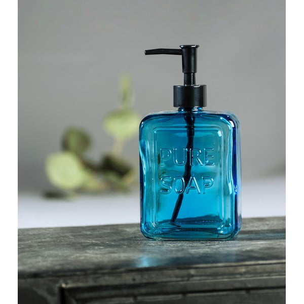 Modrý skleněný dávkovač na mýdlo Wenko Pure Soap-image-2