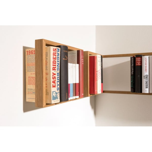 Knižní police z dubového dřeva das kleine b b5, výška 25 cm-image-4
