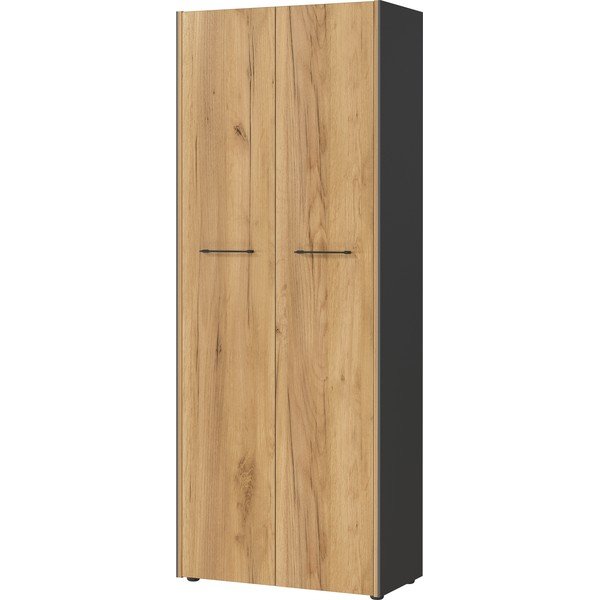 Šatní skříň v dekoru dubu v antracitovo-přírodní barvě 75x196x40 cm Podium – Germania-image-4