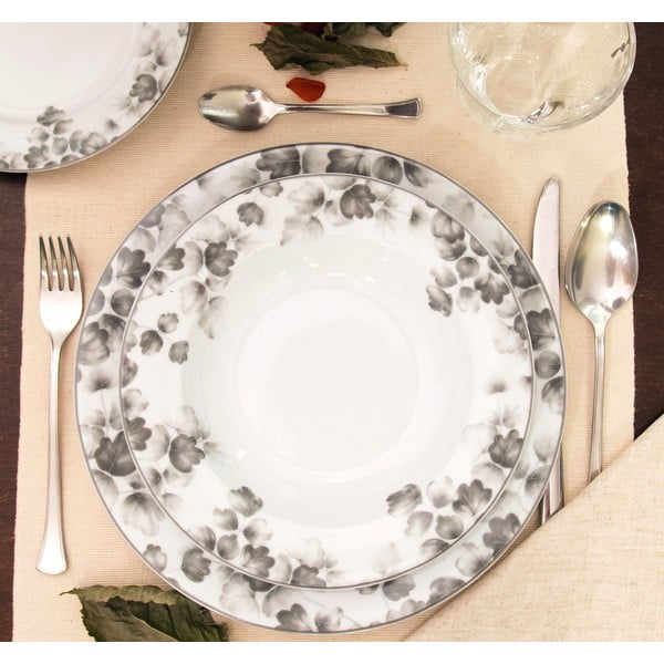 Dezertní porcelánové talíře v bílé a světle šedé barvě v sadě 6 ks ø 19 cm Foliage gray – Villa Altachiara-image-3