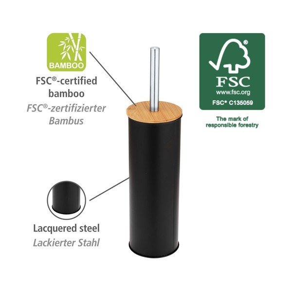 Černá ocelová WC štětka Tortona – Wenko-image-3