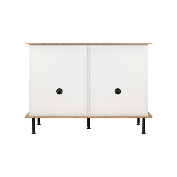 Šedobéžová komoda v dekoru dubu s dírou na kabely 120x88x50 cm Suumo – noo.ma-image-4