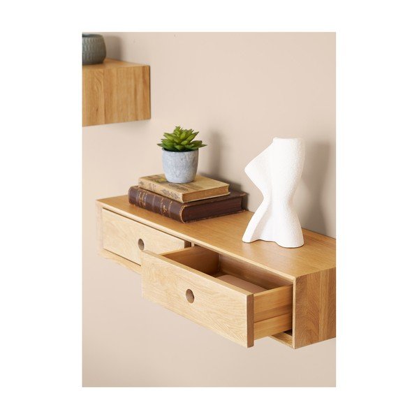 Police z dubového dřeva ve světle přírodní barvě 80 cm Luzern – House Nordic-image-1