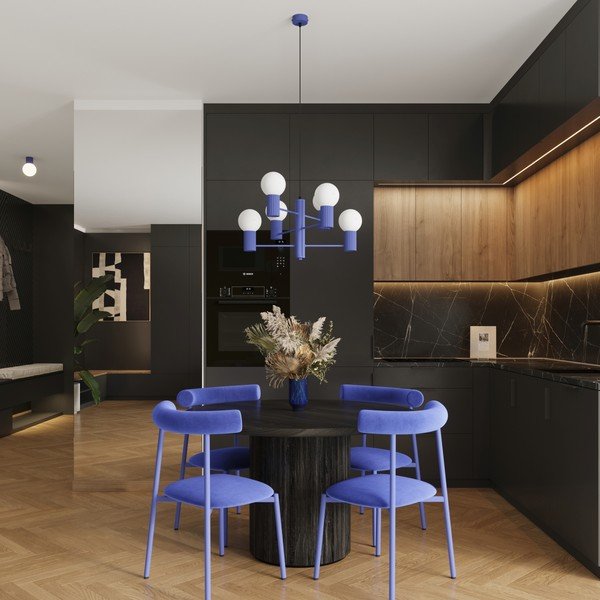 Modré závěsné svítidlo se skleněným stínidlem Orbital – Sollux-image-2