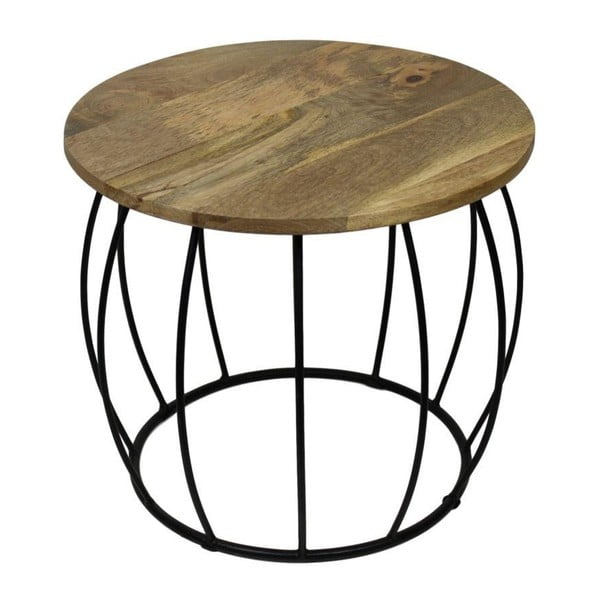 Odkládací stolek s deskou z neopracovaného mangového dřeva HSM collection Crown, ⌀ 40 cm