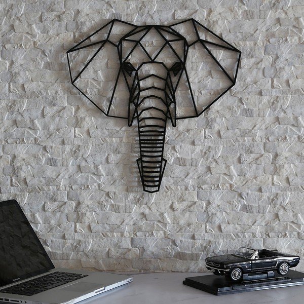 Černá nástěnná dekorace Elephant, 39 x 65 cm-image-2