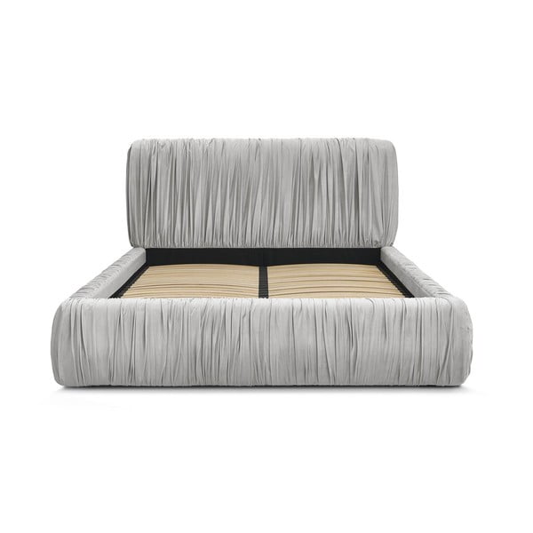 Šedá čalouněná dvoulůžková postel s úložným prostorem a roštem 160x200 cm Blair – Bobochic Paris-image-4