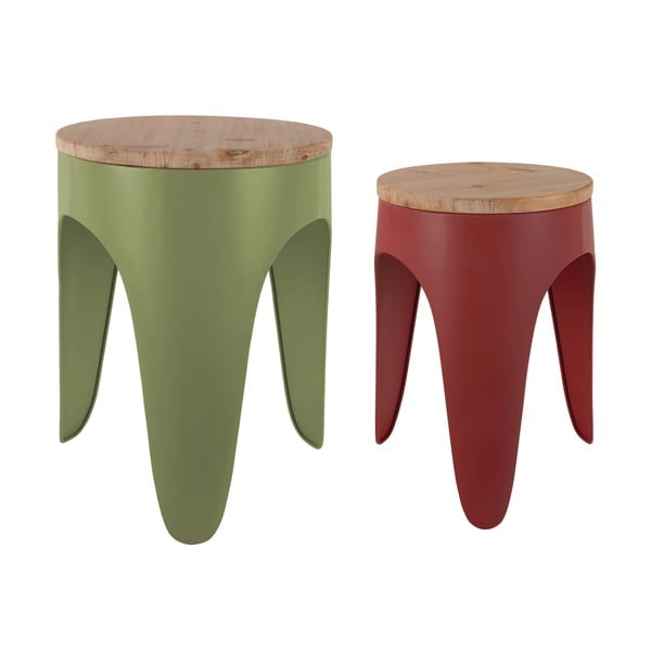 Červené/zelené kovové stoličky v sadě 2 ks Double Funky – Leitmotiv