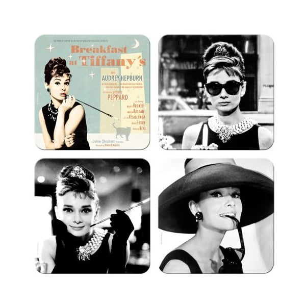 Plechové tácky Audrey Hepburn, 4 ks