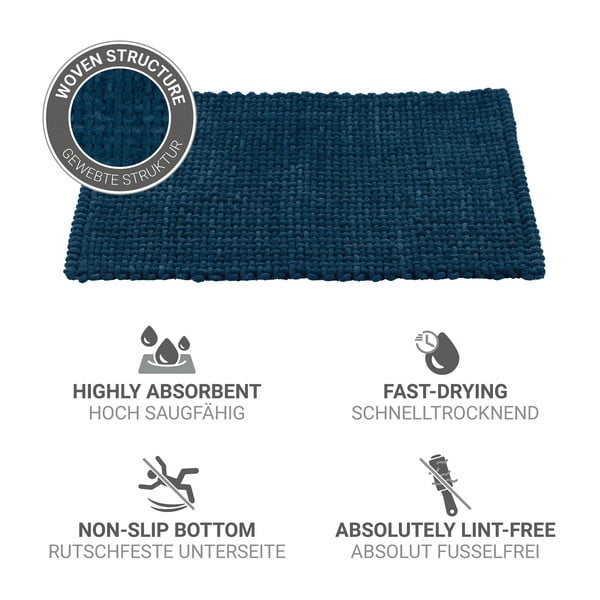 Tmavě modrá textilní koupelnová předložka 50x80 cm Covelo – Wenko-image-4