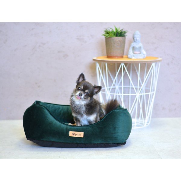 Tmavě zelený sametový pelíšek 55x42 cm Royal - Petsy-image-1