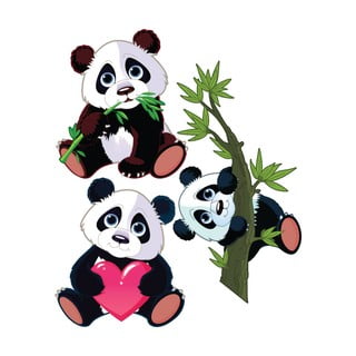 Sada 3 nástěnných dětských samolepek Ambiance Panda