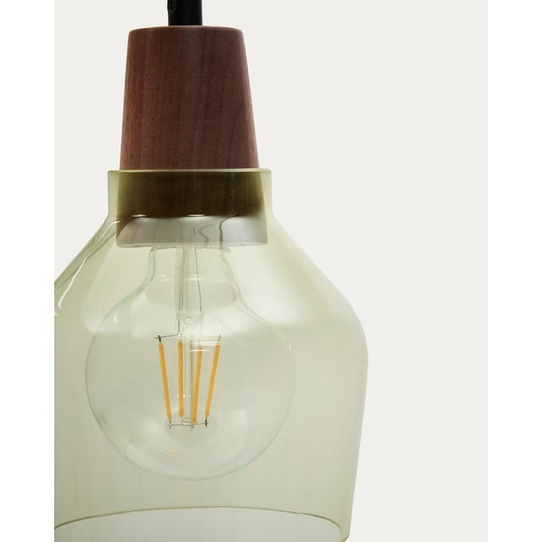 Zelené/v tmavě přírodní barvě závěsné svítidlo se skleněným stínidlem ø 13,5 cm Silex – Kave Home-image-3