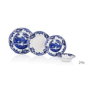 24dílný set bílo-modrého porcelánového nádobí Noble Life Selo