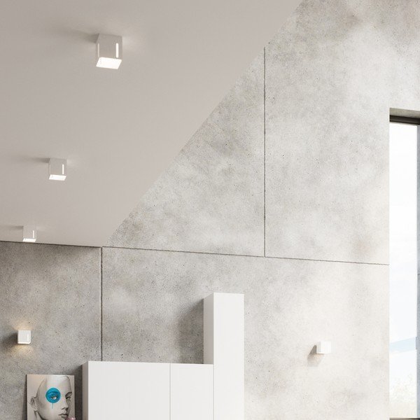 Bílé stropní svítidlo s kovovým stínidlem 10x10 cm Pax – Sollux-image-3