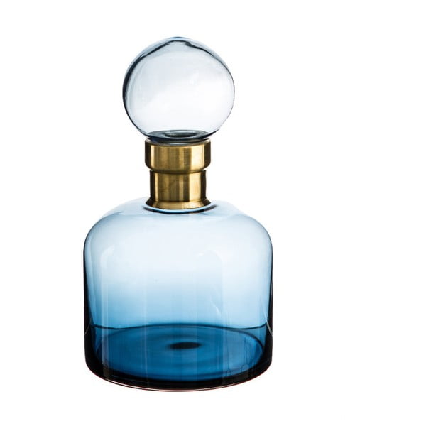Modrá dekorativní lahev Denzzo Saulo, výška 26,5 cm