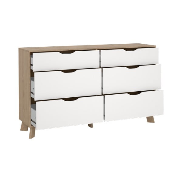 Bílá/v přírodní barvě komoda v dekoru dubu 156x92x40 cm Ikast – Tvilum-image-3