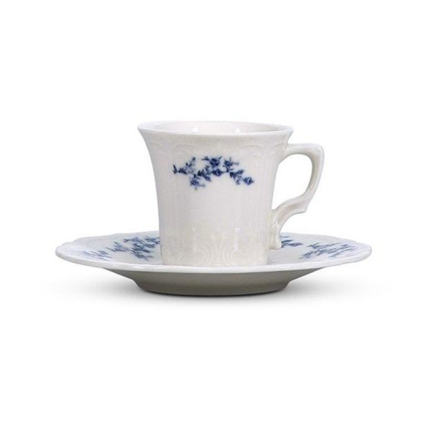 Bílý/modrý porcelánový šálek na espresso 110 ml Retro – BonBistro-image-3