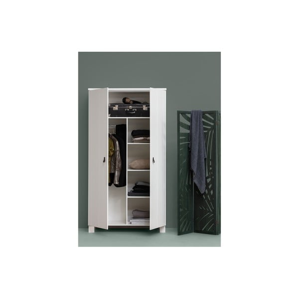 Bílá šatní skříň z borovicového dřeva 111x202 cm Ties – WOOOD-image-4