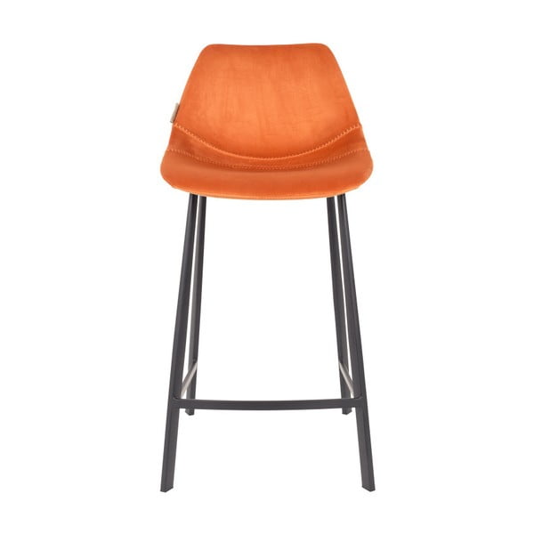 Sada 2 oranžových barových židlí se sametovým potahem Dutchbone, výška 91 cm-image-1