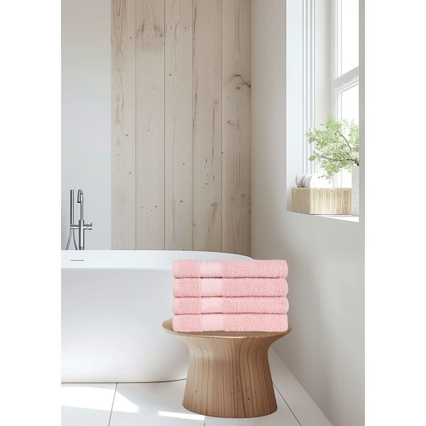 Růžové froté bavlněné ručníky v sadě 4 ks 50x100 cm – Good Morning-image-1
