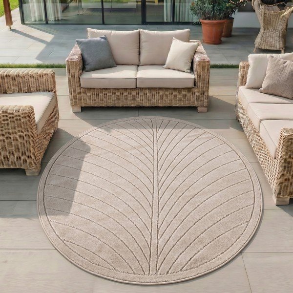 Béžový kulatý vnitřní a venkovní koberec ø 120 cm Nova 1204 – Ayyildiz Carpets-image-1