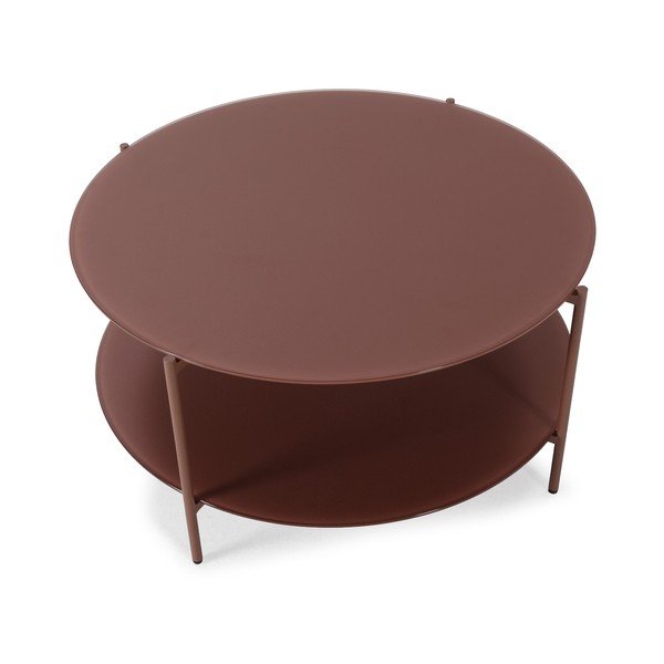 Kulatý konferenční stolek se skleněnou deskou v terakotové barvě ø 83 cm Davi – MOME-image-2
