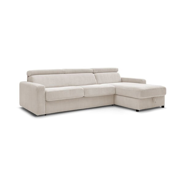 Krémová manšestrová rozkládací rohová pohovka (variabilní) Monaco – Bobochic Paris-image-4