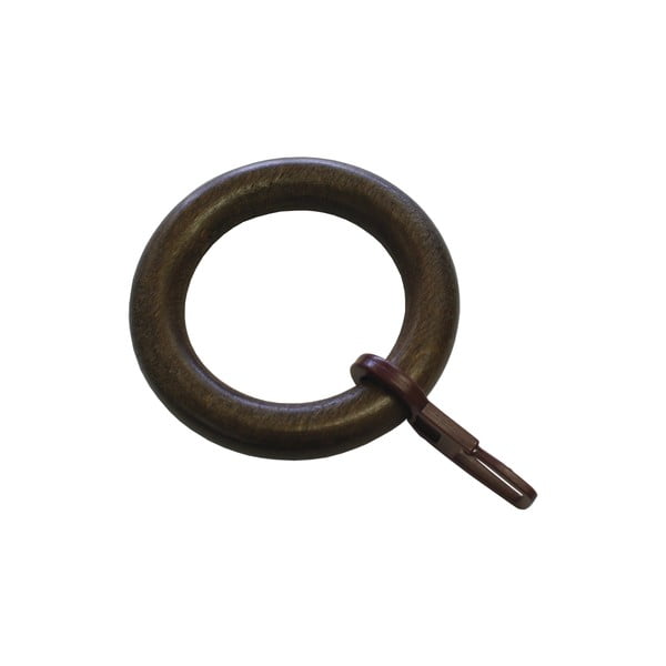 Dřevěné kroužky na záclony s háčky v sadě 10 ks Granat - SP TREND