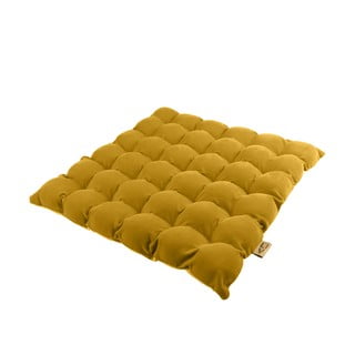 Tmavě žlutý sedací polštářek s masážními míčky Linda Vrňáková Bubbles, 65 x 65 cm