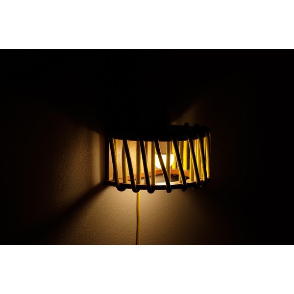 Žlutá nástěnná lampa s dřevěnou konstrukcí EMKO Macaron, délka 30 cm-image-4
