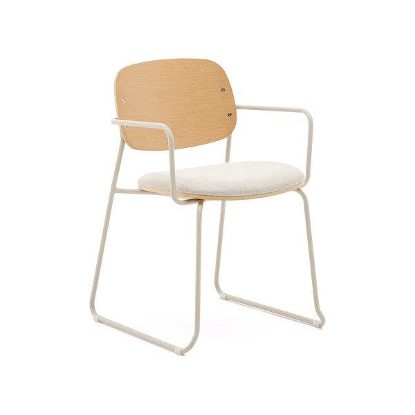 Béžová/v přírodní barvě kovová jídelní židle s područkami Meli – Kave Home