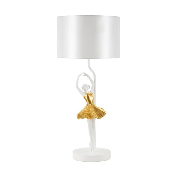 Stolní lampa s textilním stínidlem v bílo-zlaté barvě (výška 64 cm) Dancer – Mauro Ferretti