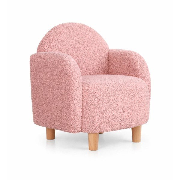 Růžové dětské křesílko z textilie bouclé Moylo – Artie