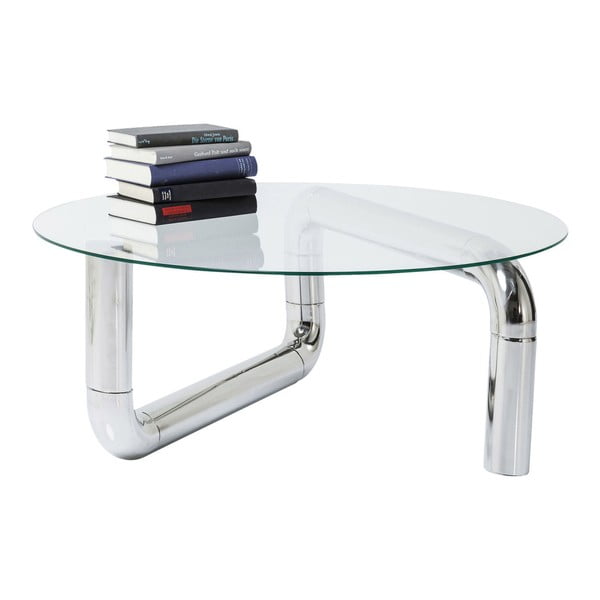 Odkládací stolek Kare Design Pipeline Chrom, ⌀ 90 cm