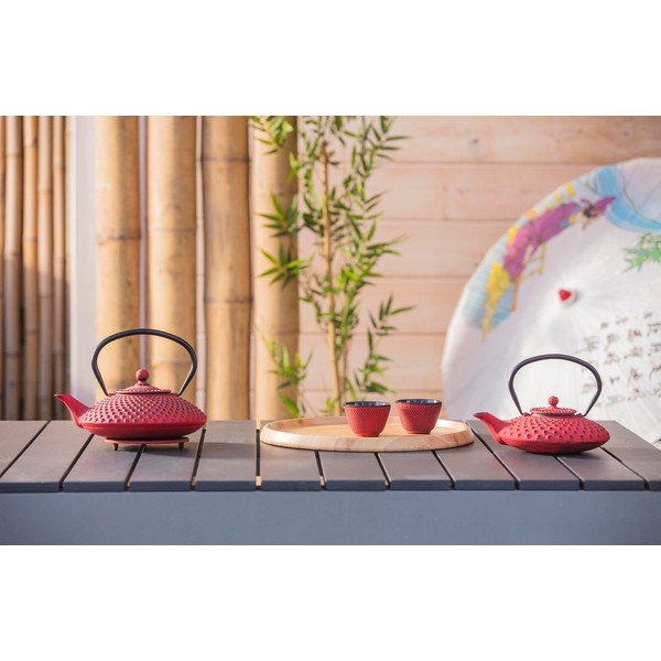 Červená litinová konvice se sítkem na sypaný čaj Bredemeijer Xilin, 1,25 l-image-3