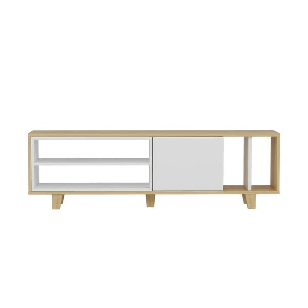 Bílý/přírodní TV stolek v dekoru dubu 160x49 cm Rosmar – Kalune Design