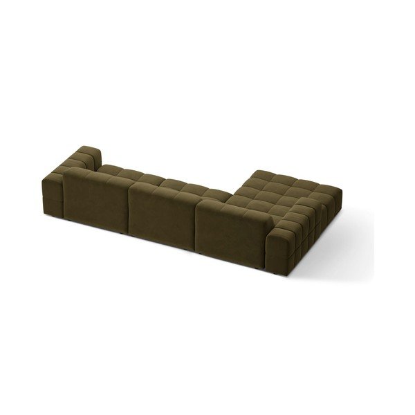 Khaki sametová rohová pohovka (levý roh/s lenoškou) Chicago – Cosmopolitan Design-image-2