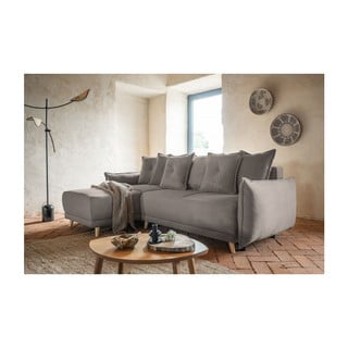 Světle hnědá manšestrová rozkládací rohová pohovka (variabilní) Lazy Lukka – Miuform