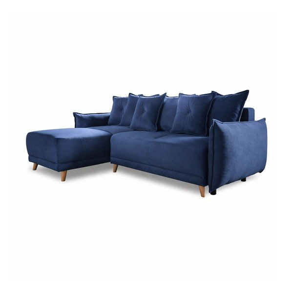 Tmavě modrá manšestrová rozkládací rohová pohovka (variabilní) Lazy Lukka – Miuform