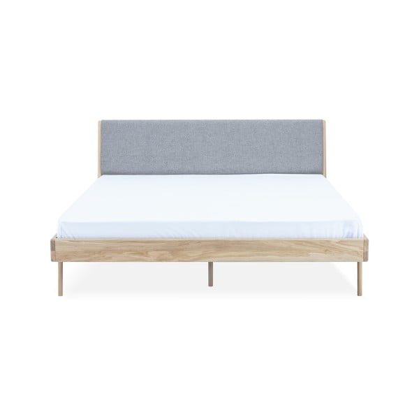 Šedá/přírodní dvoulůžková postel z dubového dřeva 160x200 cm Fawn – Gazzda