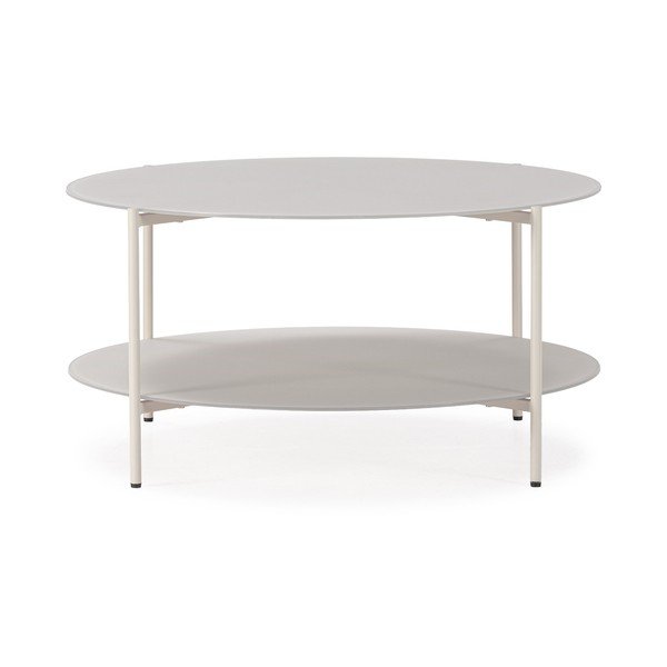 Krémový kulatý konferenční stolek se skleněnou deskou ø 83 cm Davi – MOME-image-1