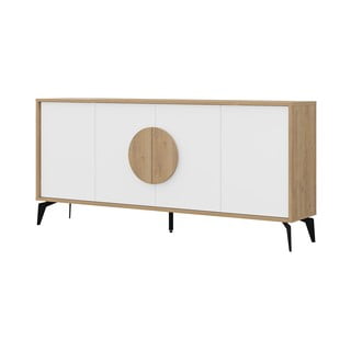 Nízká komoda v dekoru dubu v bílo-přírodní barvě 180x82 cm Vae – Marckeric