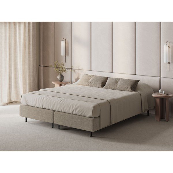 Béžová čalouněná jednolůžková postel bez čela 90x200 cm Whale – Micadoni -image-1