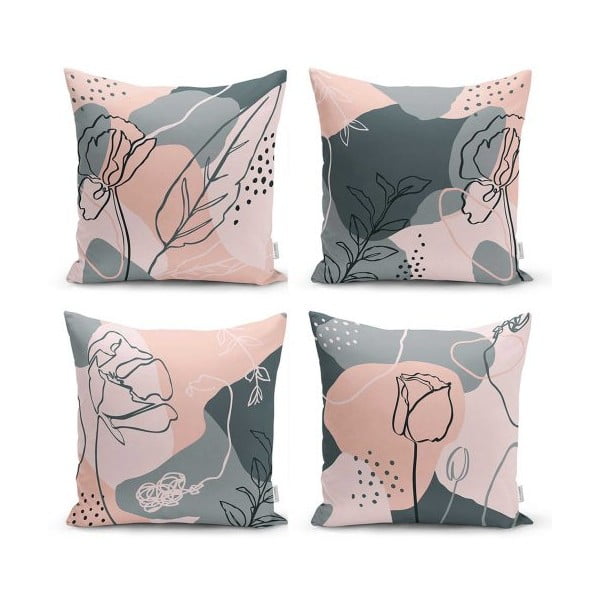 Sada 4 dekorativních povlaků na polštáře Minimalist Cushion Covers Draw Art, 45 x 45 cm