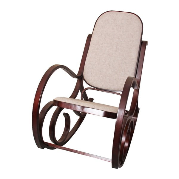 Houpací židle Shabby, hnědá s béžovým polstrováním