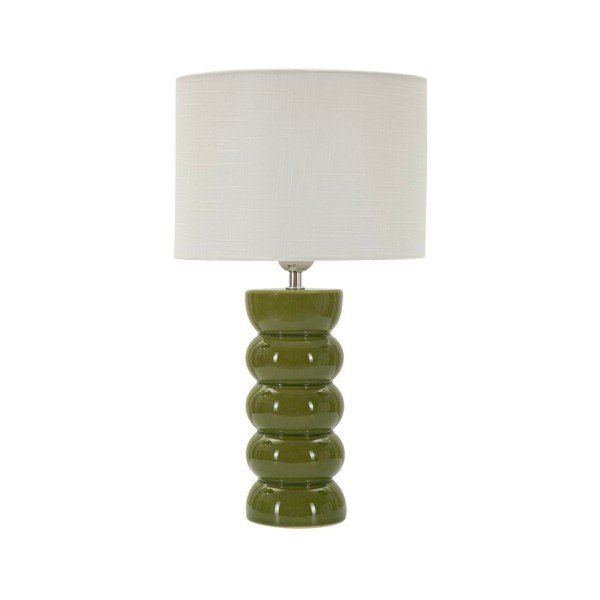 Bílá/zelená keramická stolní lampa s textilním stínidlem (výška 46 cm) Torr – Mauro Ferretti