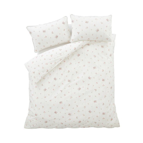 Krémové povlečení na jednolůžko z bavlněného perkálu 135x200 cm Vintage Rosebud Lace – Bianca