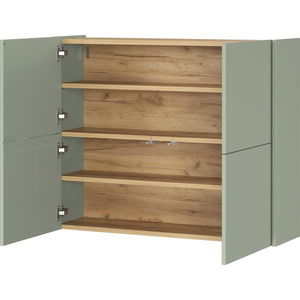 Šedozelená matná závěsná skříňka 97x79x27 cm Binetto – Germania-image-3